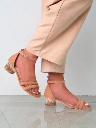 Alora  Nude Block Heels-Nude / 36