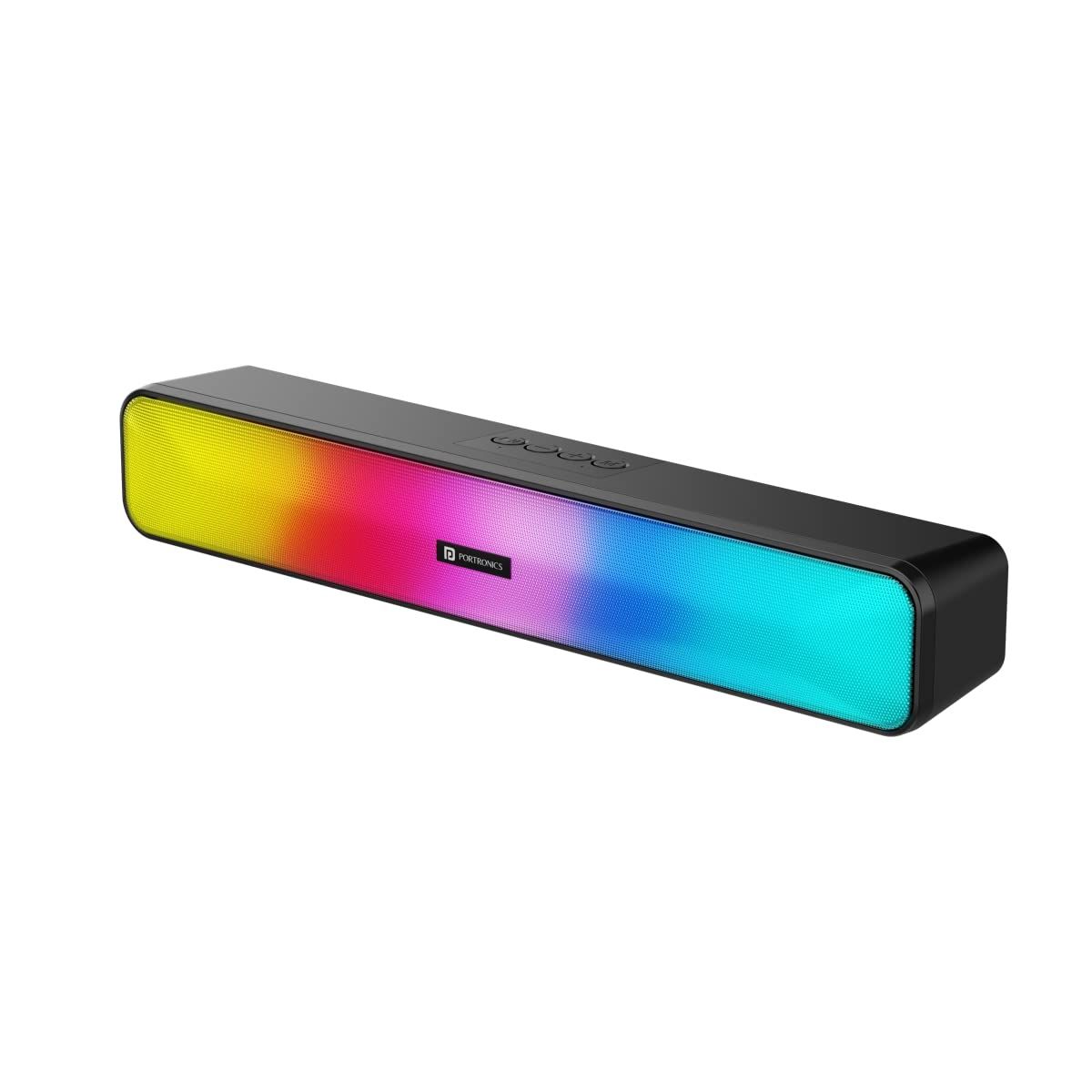 Portronics Radian Bluetooth Stereo Soundbar 16W with Multicolour LED Lights (Black)