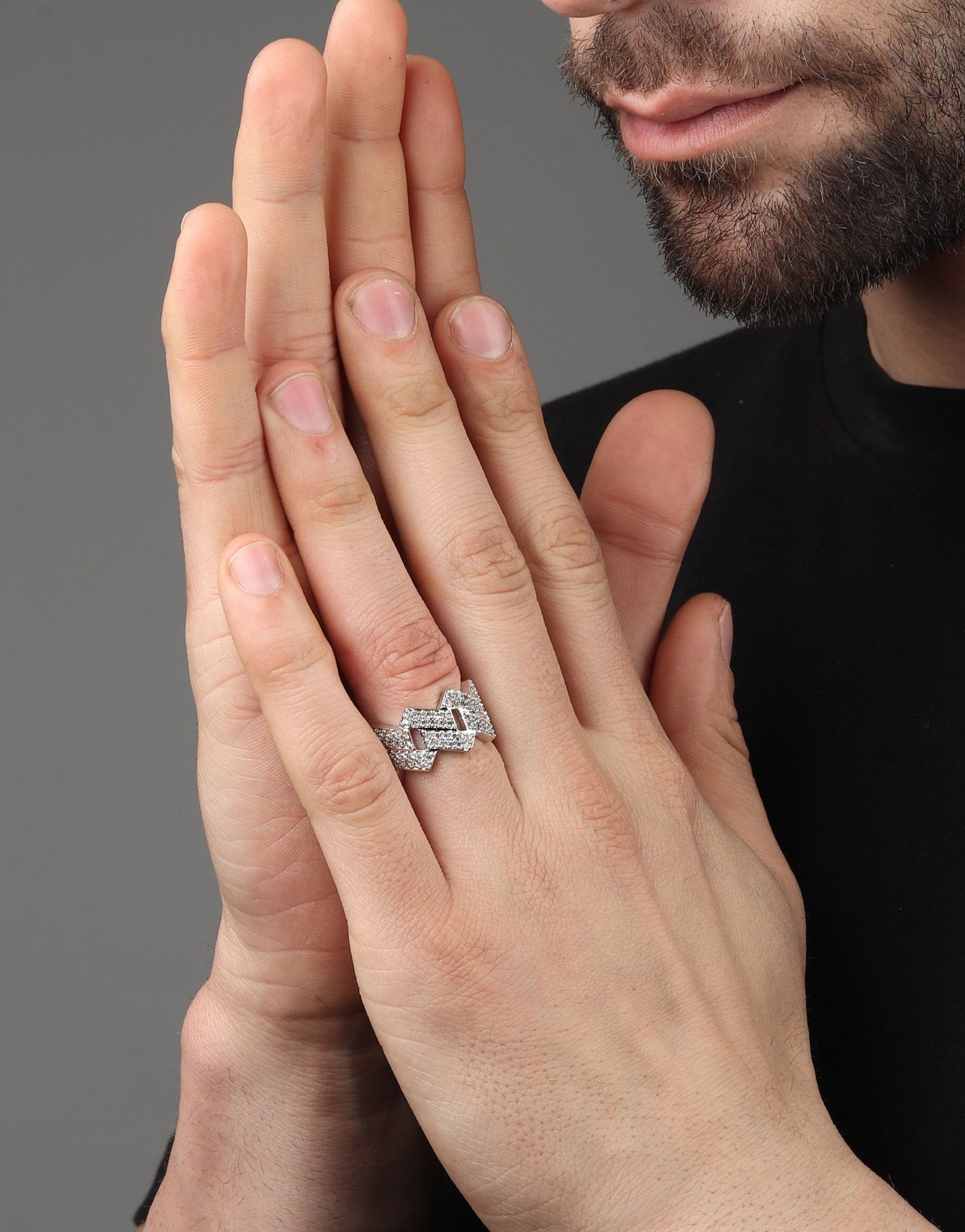 Miami Cuban Iced Out Ring (Sparkling Silver)-10-11 / Sparkling Silver