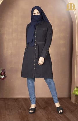 Black Felt Tunic For Women-XL