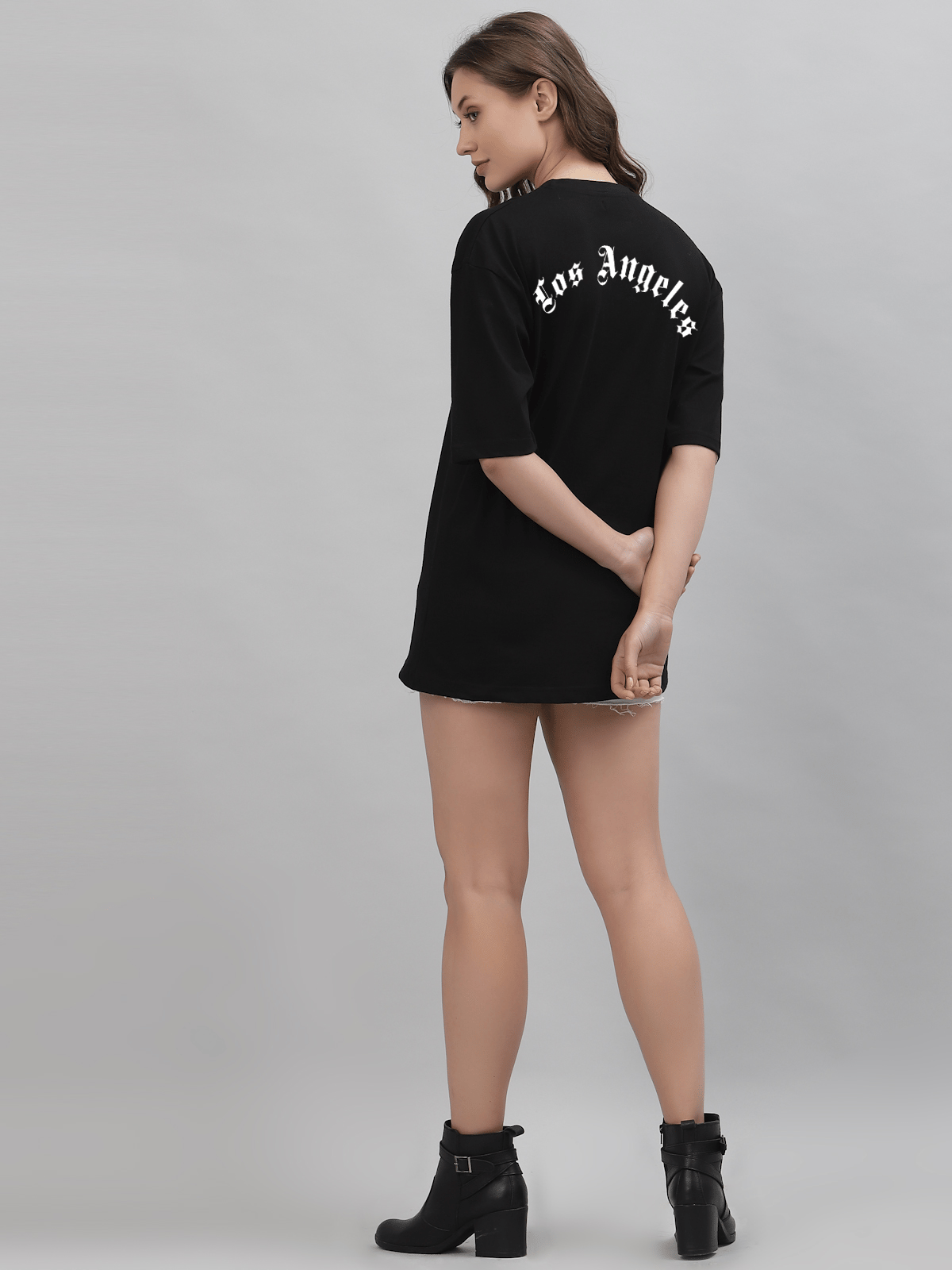 Los Angeles Black Oversized Unisex T-shirt-S / Black