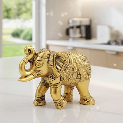 Aluminium Showpiece Elephant, Height : 3.5 Inch (ASMAS503 G)