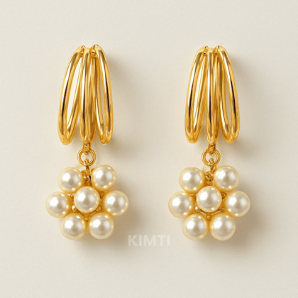 Golden Pearls Dngle Earring