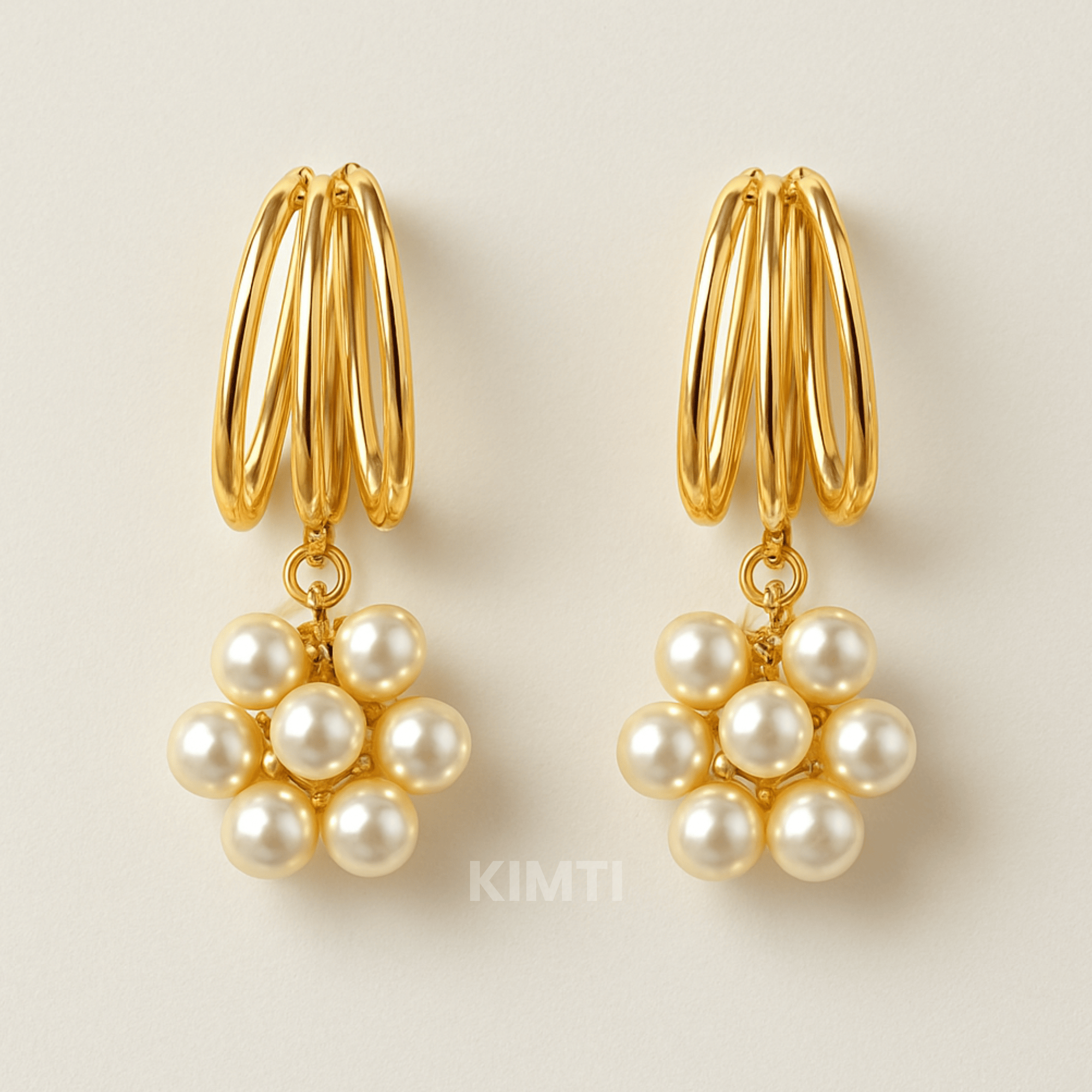 Golden Pearls Dngle Earring