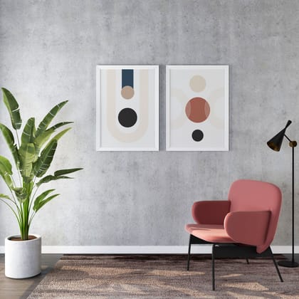 Symphonic Shapes -  Abstract Wall Art (Set of 2)-11 x 14 inches / White Frame