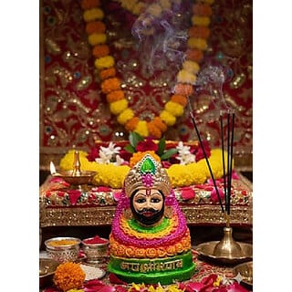 Gopika Shyam Baba Murti 13 cm Clay Khatu Shyam Idol for Daily Pooja, Decorative Multicolor Showpiece