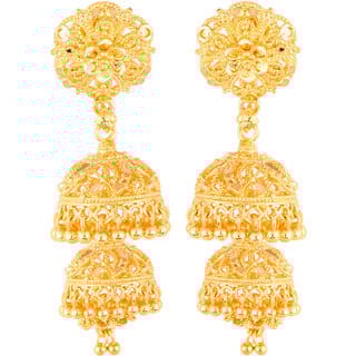 Vighnaharta Glittering glance Gold Plated Screw back alloy Jhumki Earring for Women and Girls   [VFJ1869ERG]