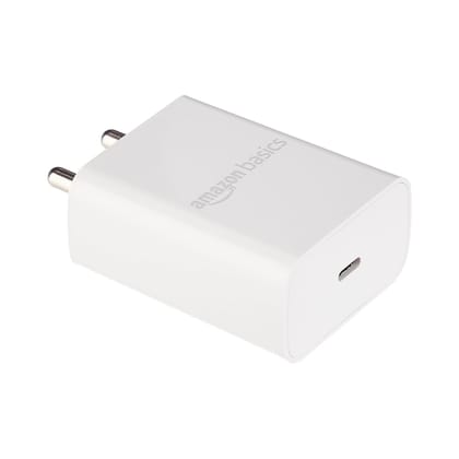 Amazon Basics 25W Compact Wall Charger | Type-C Fast Charging Adapter for Samsung, Xiaomi Phones and iPhone (White, Without Cable) Amazon Basics 25W Compact Wall Charger | Type-C Fast Charging Adapter for Samsung, Xiaomi Phones and iPhone (White, Without