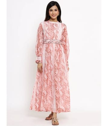 Juniper Women Chiffon Fit & Flare Dress ( Peach )