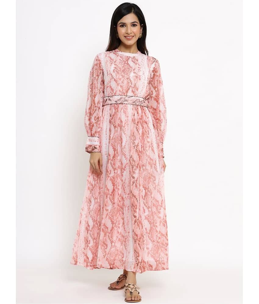 Juniper Women Chiffon Fit & Flare Dress ( Peach )