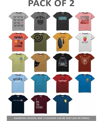 HELLCAT Pack of 2 Boys Cotton Blend T-Shirt ( Multi Color )