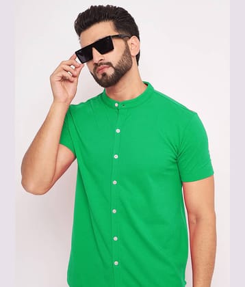 GET GOLF Cotton Blend Regular Fit Solids Half Sleeves Men's Casual Shirt - Teal ( Pack of 1 )