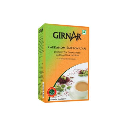 Girnar Instant Premix Tea With Cardamom - Saffron, 10 Sachets