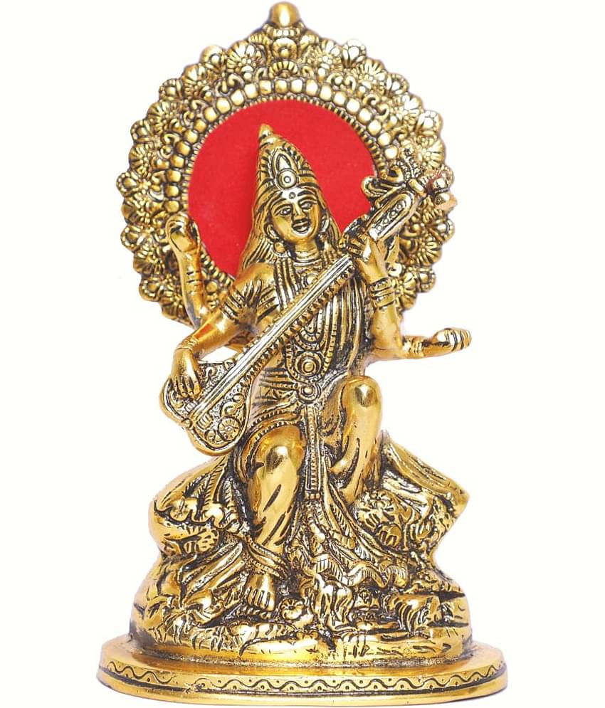 KridayKraft Aluminium Goddess Saraswati Idol ( 22.5 cm )