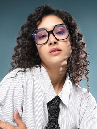 The Madame Geometric Sunglass - Onyx Black-Sunglass