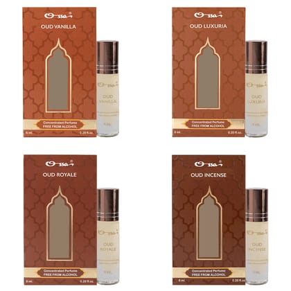 OSSA OUD VANILLA, INCENSE, ROYALE & LUXURIA CONCENTRATED PERFUME (PACK OF 4)