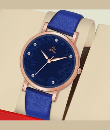 Septem Blue Leather Analog Womens Watch