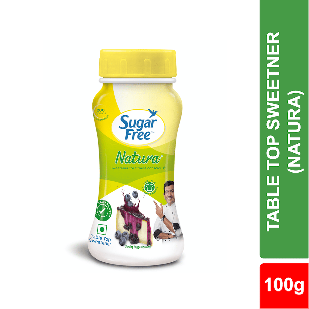 Sugar Free Natura, 100g Jar | Equivalent to Sweetness from 1Kg Sugar |100% Safe| Scientifically Proven & Tested|Sweet like Sugar but with zero calories|