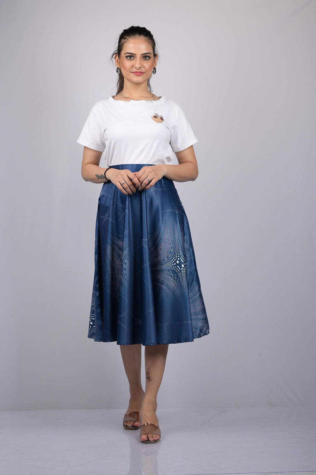 Printed  Skirt For Women black Digital Print Party Wear Skirt (OTLKT1013)-Blue / S