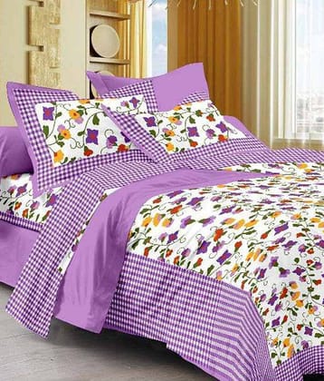 Uniqchoice - Purple Cotton Double Bedsheet with 2 Pillow Covers