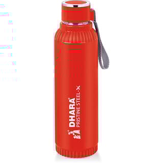 Dhara Stainless Steel Quench 900 Inner Steel and Outer Plastic Water Bottle, 700ml, Red  BPA Free  Leak Proof  Office