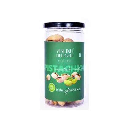 Vishnu Delight Salted Flavoured Pistachios Jar 80gm, Super Crunchy Pista Shelled Nuts, Roasted & Delicious Healthy Dry Fruit, Vitamins & Minerals Rich, Gluten Free Snack (Pack Of 1)