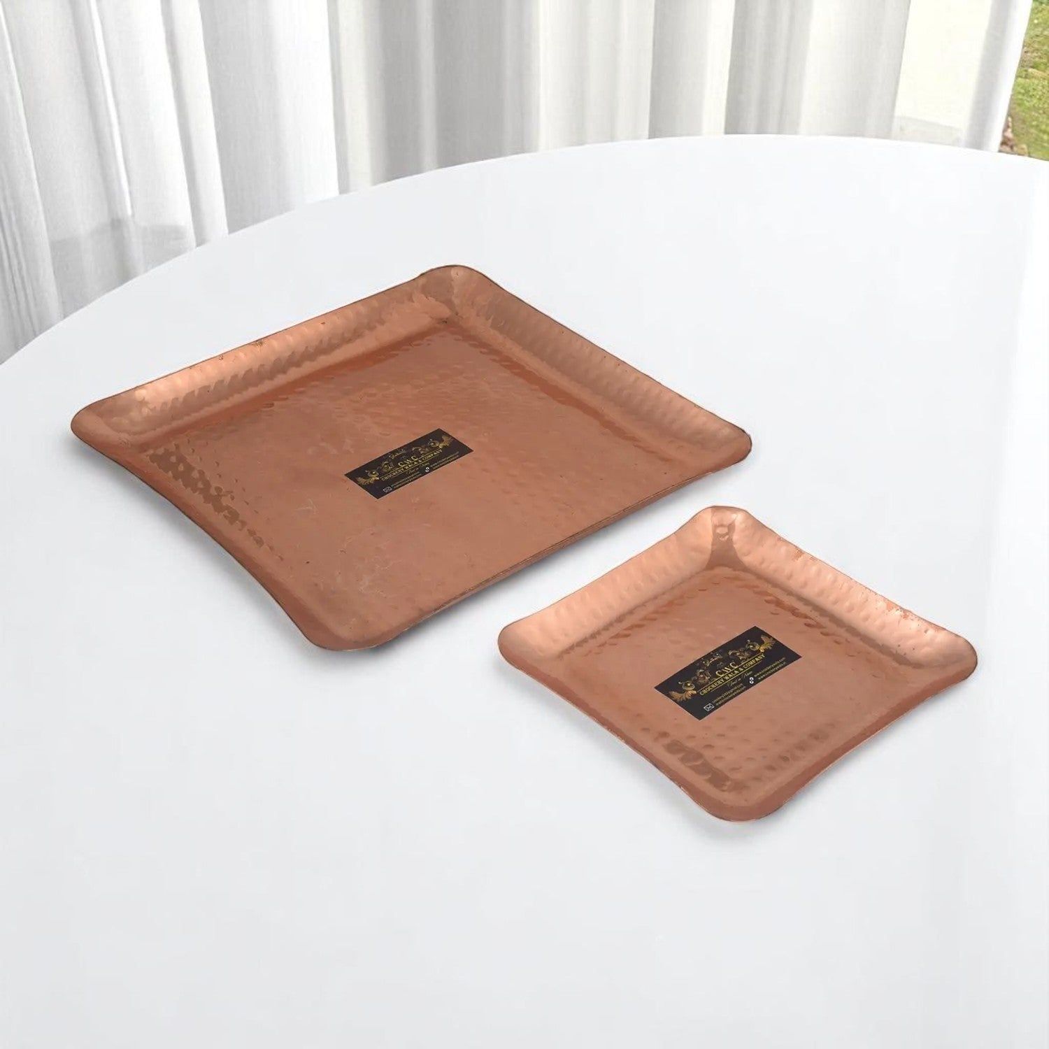 Pure Copper Platter Tray Plate Square for Home Decor-6 Inches