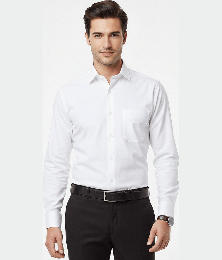 Mandoth Cotton Regular Fit Full Sleeves Men's Formal Shirt - White ( Pack of 1 )