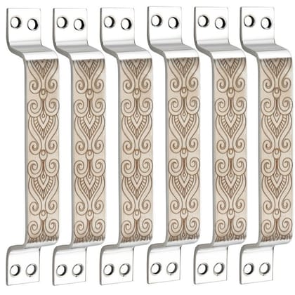 S-GUARD Stainless Steel Door & Cabinet Handles, Knobs Handles-Size-6 Inch-6 Pcs-Laser Printed Design-SSL42