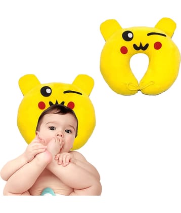 JUZZII Single Yellow Velvet Kids Fibre Filled Pillow