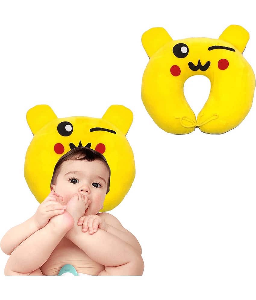JUZZII Single Yellow Velvet Kids Fibre Filled Pillow
