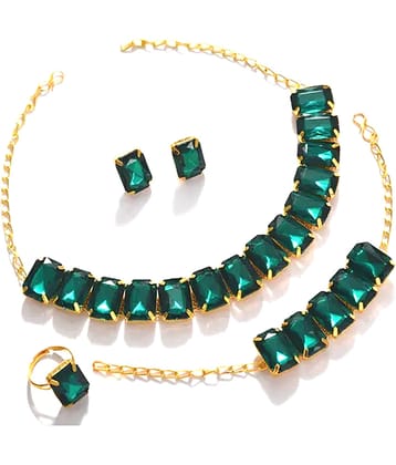 J D Jewellers Green Alloy Necklace Set ( Pack of 1 )