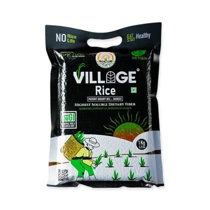 Village Rice - 1 Kg, Low Glycemic Rice, High Fiber, High Protein Rice, Low Gi (44.8), Naturally Grown Healthy Rice (Pack Of 3)