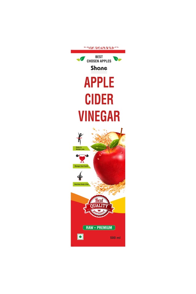 Shane I Apple Cider Vinegar I Best Chosen Apples I Helps in Weight Loss I Manages Heart Health I Nourishes Scalp & Hair I Best Quality Guaranteed I Raw Premium I 500 ML