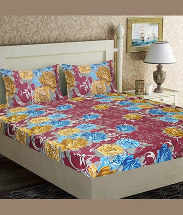 Home Candy Cotton Double Bedsheet ( Maroon )