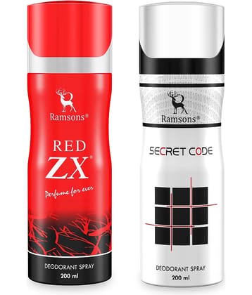 Ramsons - RED ZX & SECRET CODE Deo for Men 200ml each ( Pack of 2 )