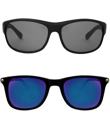 Kanny Devis - Black Rectangular Sunglasses ( Pack of 2 )