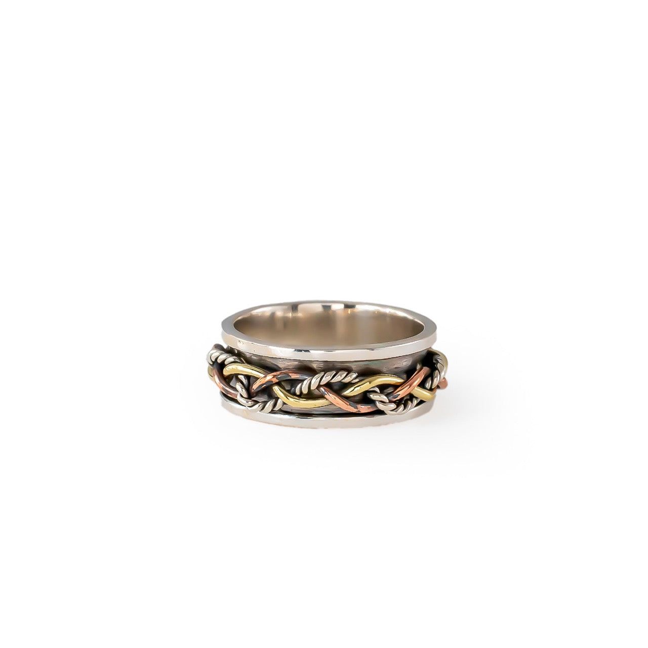 Tricolour Braid Fluid | 925 Silver Ring for Women & Men-8