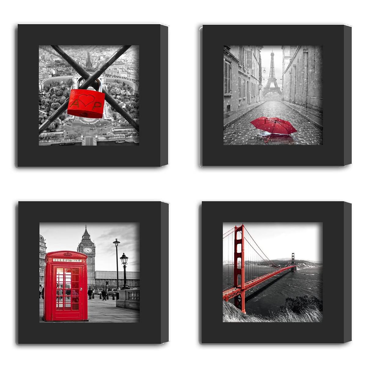 NOKKES Set of 4 Premium Collage Photos Frame (Size - 4X4 Inch) Mini Size Photo Frame For Home, Wall, Office Decor and Gifts (pack of 4)