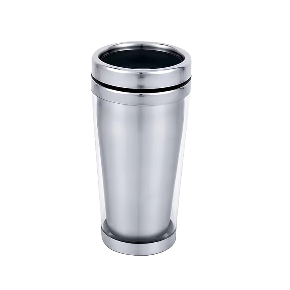 The Bean Co Roasters Coffee Travel Mug | 470 ML | Insulated Coffee Tumbler | Anti-Slip Grip, Double Wall Vacuum Insulated Stainless Steel Travel Mug (Silver)