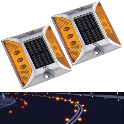 Solar Road Stud Yellow Light (Pack of 2)-Pack Of 2
