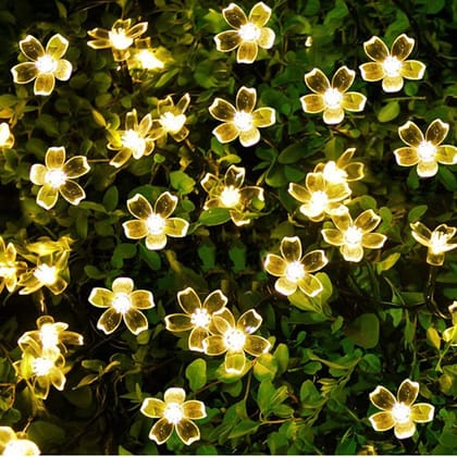 36 LED Flower String Lights – 10 Meter, Warm White, Silicone Floral Design, Corded Electric – Decorative Lighting for Diwali, Wedding, Party, Indoor & Outdoor Use