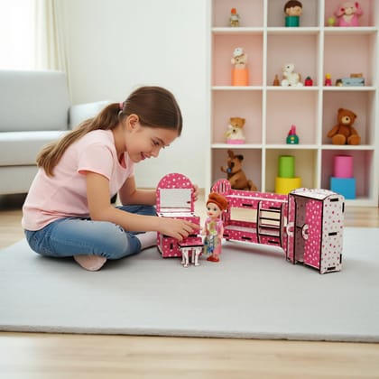DIY Wooden Bedroom Furniture Set for Kids | Pretend Play Doll House Bedroom Toy | Educational Role Play Set for Imagination, Creativity & Learning