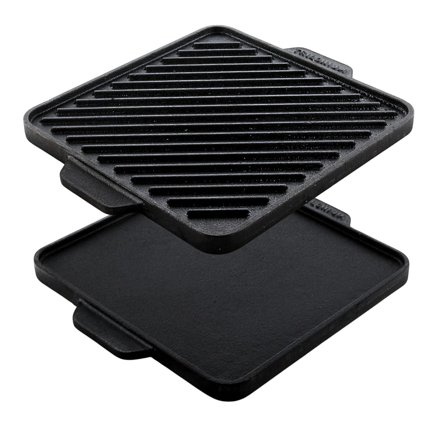 Trilonium Triple-Seasoned Cast Iron Square Reversible Grill Griddle Tawa 27 cms / 10.5 inches