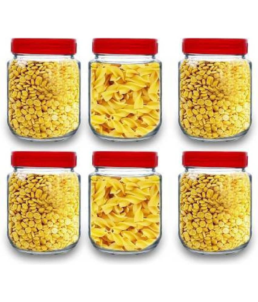 CROCO JAR - Red Glass Food Container ( Pack of 6 )