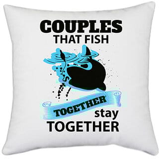 UDNAG White Polyester 'Couple | COUPLES' Pillow Cover [16 Inch X 16 Inch]