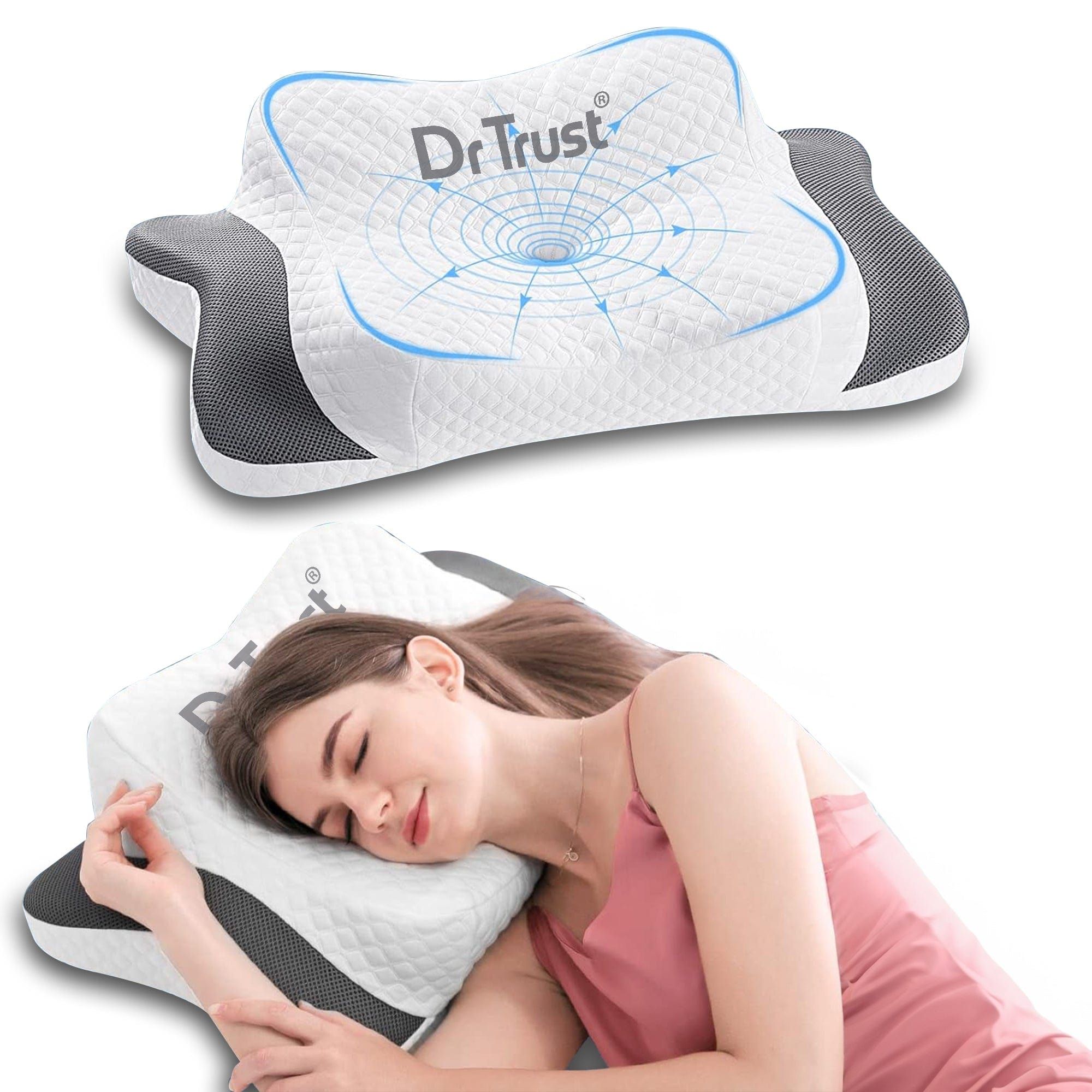 Dr Trust USA Orthopedic Memory Foam Cervical Pillow for Neck Pain, Head & Shoulder Support Effective for Sleep Apnea, Insomnia, Snoring, & Stress, Anatomic Cushion for Side, Back & Stomach Sleepe