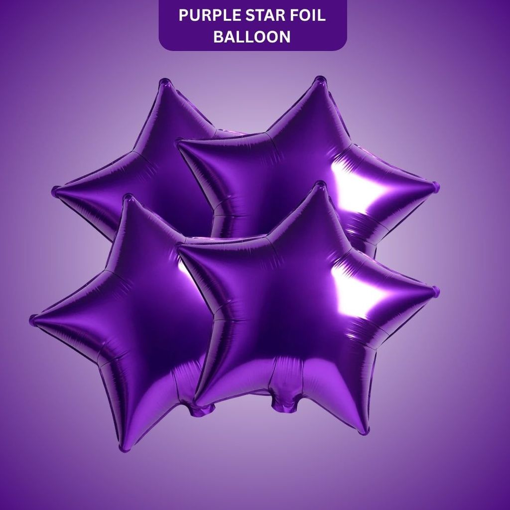 Purple Star Shaped Foil Balloon - Helium Quality - 18 inches - 4PC - Party and Festive Needs | Buy online on ZillyBuy