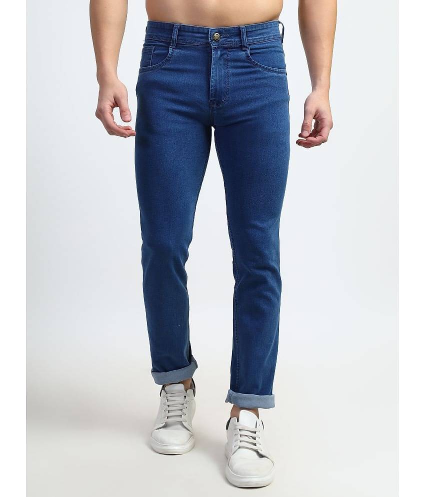 plounge Regular Fit Cuffed Hem Men's Jeans - Blue ( Pack of 1 )
