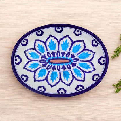 Blue Pottery Oval Plate